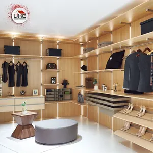 Mở cloakroom tủ quần áo gỗ nhôm đồ nội thất phòng ngủ thiết lập tối giản đi bộ trong cloakroom tủ quần áo