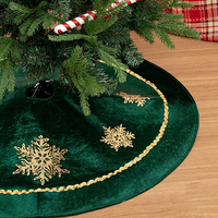 Nouvelle jupe de sapin de Noël en velours à paillettes dorées en forme de flocon de neige, jupe de sapin de Noël rouge, décoration de sapin de Noël