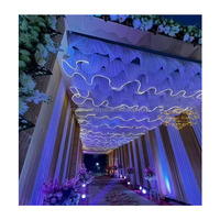 Rideaux de plafond en tissu en forme de S personnalisés avec bande lumineuse LED pour la décoration de mariage, d'événements et de fêtes