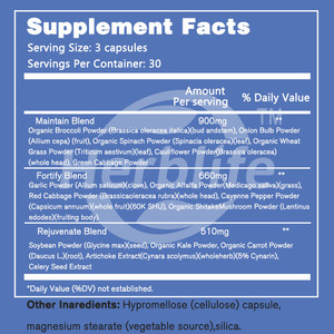 OEM Hot Sale- Customizable - Daily Vegetables 90 <b>Capsules</b> (30 Servings) - Maintain, Fortify, & Rejuvenate with 17 Vegetables - Product Image 2