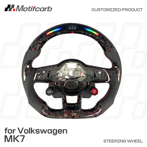 Volante de fibra de carbono forjado rojo LED personalizado para Volkswagen MK7 Golf R GTI Scirocco Jetta 2015-2019 con botón de arranque - Product Image 2