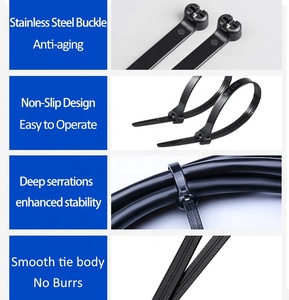 Attache-câble marin avec tête en acier inoxydable, attaches en nylon autobloquantes noires pour cordons - Product Image 2