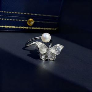 10768DIY <b>Pearl</b> Accessories S925 Silver Ring Empty Stand Fashion Silver Jewelry Stand with 9-13mm Round Flat Beads <b>Loose</b> <b>Pearls</b> - Product Image 4