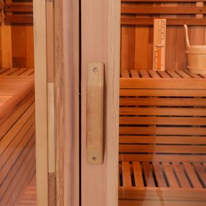Cabina de Sauna Exterior para 6 Personas, Cuadrada, de Cedro Rojo, con Calentador de 9KW y Puerta de Vidrio Templado - Product Image 5