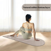 Tapis de yoga pliables en caoutchouc naturel PU écologique antidérapant de qualité supérieure, 5 mm/6 mm, avec logo personnalisé imprimé, forme ovale, avec poignée de transport