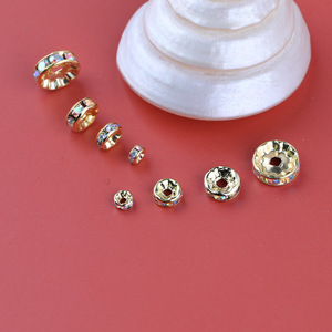 Cuentas espaciadoras cuadradas chapadas en cobre AB Color Oro/Plata con diamantes dispersos de 4mm para fabricación de joyas y accesorios DIY - Product Image 2