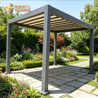 Pérgola Moderna con Techo Retráctil, Pérgola Bioclimática Impermeable con Persianas Eléctricas de Aluminio para Exteriores