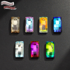 Nantong Rectangular Crystal Glass <b>Beads</b> With Pendant Holes For Jewelry Making - Product Image 1