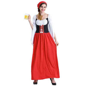 Women's <b>Beer</b> Festival Dress Red Long Maid Style Ethnic Fancy Costume Adult Size Polyester Fiber - Product Image 2