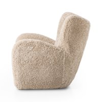 Fauteuil lounge moderne incurvé en tissu Teddy doux, idéal pour salon, chambre ou hôtel