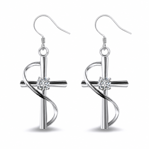 Orecchini pendenti lunghi geometrici con zirconi per donna, gioielli eleganti e alla moda - Product Image 1