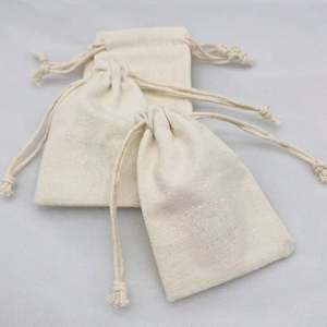 Sacs en coton beige avec cordon de serrage 10*12 cm, avec cordon en jute, petit sac cadeau anti-poussière avec cordon de serrage - Product Image 1