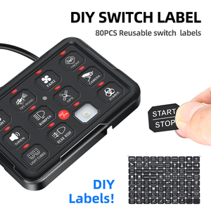 Pannello Interruttori a LED a 12 Pulsanti 12V Universale per Uso Automobilistico, Marino, Barca, Camion, SUV, Auto, Luci Fuoristrada - Product Image 3