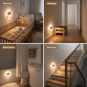 Lampe murale sans fil à double capteur de mouvement, LED blanc chaud, rechargeable, intensité réglable, pour chambre et couloir - Product Image 6