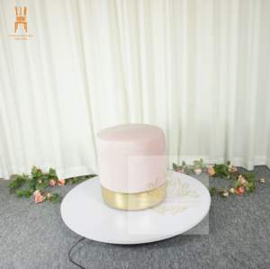 Nuovo prodotto rosa nero cuscino poggiapiedi sedia con salotto rotondo pouf sgabello con lato oro - Product Image 1