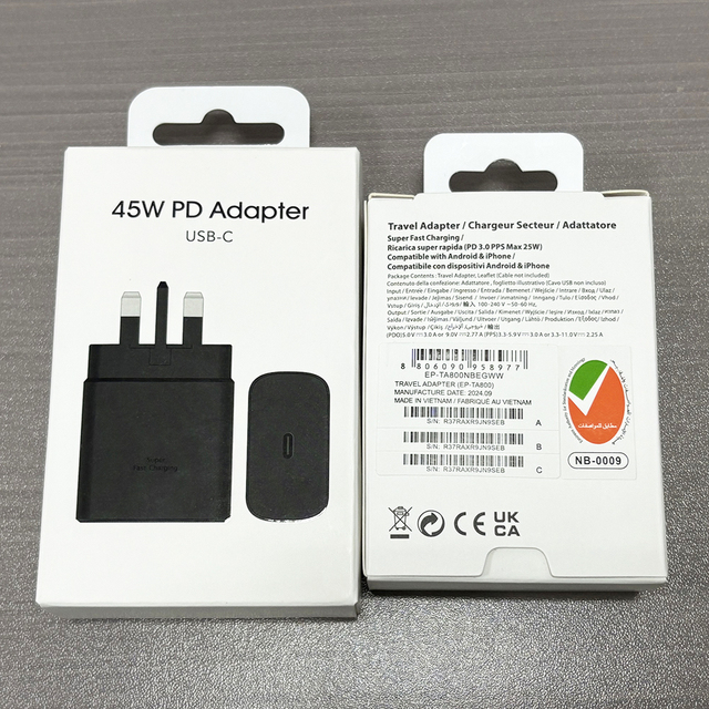 45W PD Original Super Fast Charger Adapter EU/US/UK Type C PD Port Fast Charging for Samsung S24 S25 S26 S23 ultra