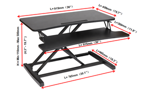 Moda 32 "Mesa ergonómica para computadora portátil Altura ajustable Convertidor de escritorio de pie portátil Escritorio de computadora de oficina plegable - Product Image 3