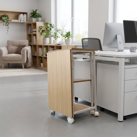 SG16 #   Bureau pliant universel moderne avec cadre en fer et panneau en bois massif, hauteur réglable, pour la maison, le bureau ou le salon