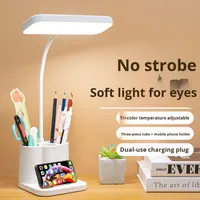Lampe de table portable rechargeable en gros pour étudiants, lampe de lecture LED de bureau avec chargement USB
