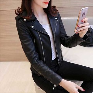 Wholesale Spring Autumn Clothing Ladies Pu <strong>Leather</strong> Women <strong>Short</strong> Slim Small Coat Motorcycle Clothing <strong>Leather</strong> Jacket - Product Image 5