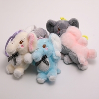 En gros, Peluche d'éléphant décorée de nœuds mignons, adorable animal en peluche, pendentif mascotte pour cadeau