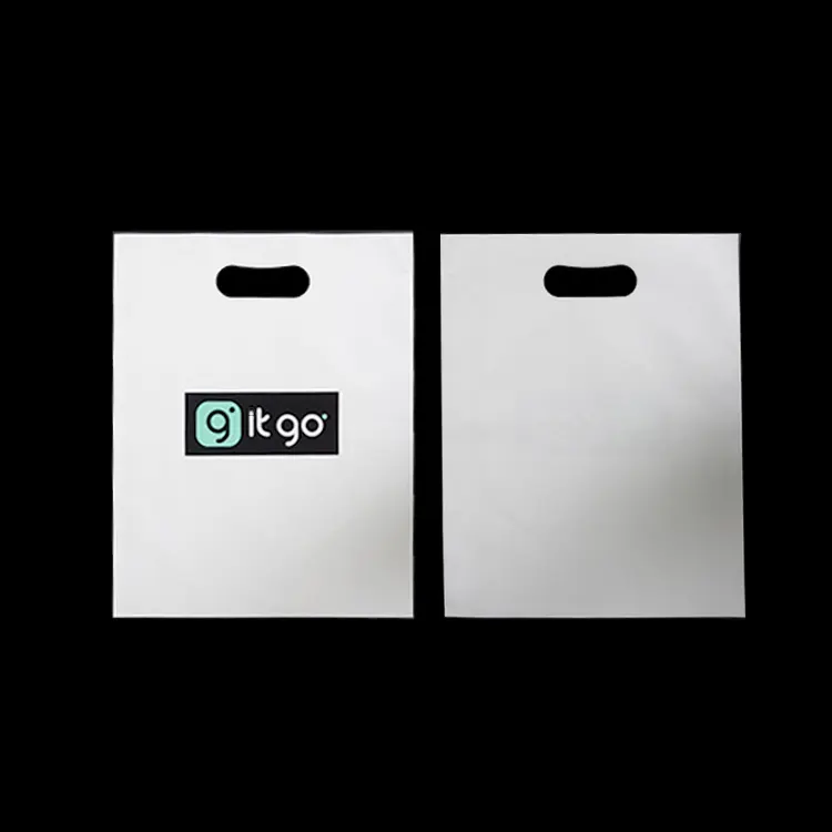 Atacado Die Cut Eco-friendly Design Personalizado Transportadora Compras Gravure Impressão De Plástico Obrigado Carry Bags Com Logotipo