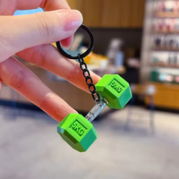 Porte-clés créatif en PVC 3D en forme de mini haltère noir, accessoire de sac à dos, équipement de fitness