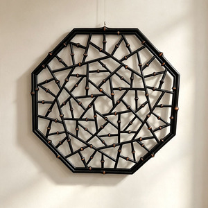 Traditional Chinese Bamboo Wall Ornament Octagonal Openwork Design Handmade Home Decoration - Product Image 2