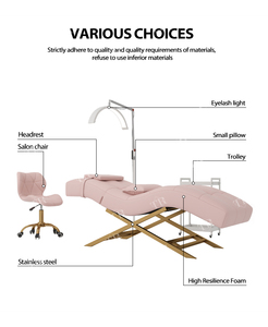 Turri, juego completo de silla de esteticista con cama de pestañas de espuma viscoelástica, cama de pestañas de Spa hidráulica ergonómica curvada de lujo con lámpara de carrito - Product Image 2