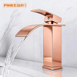 Robinet de lavabo cascade moderne monocommande monotrou noir et or rose multicolore pour salle de bain avec cartouche céramique - Product Image 2