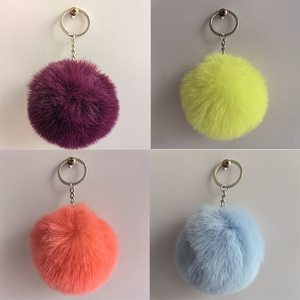 8cmポンポンふわふわキーリングソフトぬいぐるみチャームキーリングカラフルなフェイクファーふわふわキーホルダーボール女性と女の子のための - Product Image 5