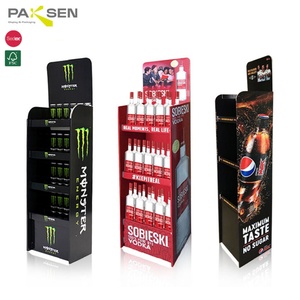 Exhibidores de Cartón Corrugado Personalizados para Bebidas Energéticas, Exhibidores de Botellas de Cartón para Piso, Venta Caliente - Product Image 1