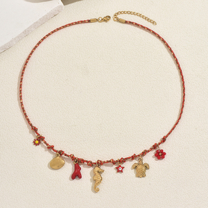Collar Geométrico Chapado en Oro de Diseño Sencillo y Lujoso Estilo Bohemia, Serie Océano, Collares con Colgante para Mujer, Joyería al por Mayor - Product Image 3