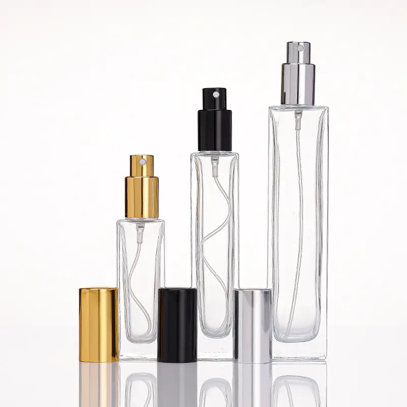 Cam Parfum atomizör şişe boş taşınabilir Ml 50 Ml 100 Ml şeffaf parfüm şişesi ambalaj ile