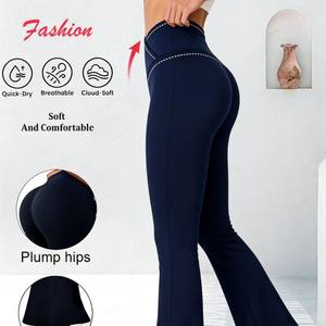 Leggings Sportivi a Vita Alta Effetto Nuvola, Comodi Pantaloni da Palestra ad Asciugatura Rapida con Orlo Arrotolato - Product Image 3