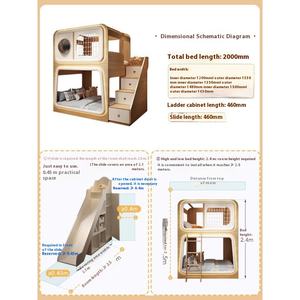 Lit superposé créatif en forme de capsule spatiale avec garde-corps, lits superposés pour petites appartements, en bois, pour l'école ou la chambre à coucher - Product Image 3