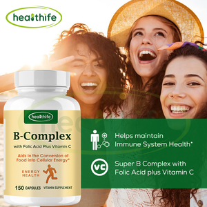 Healthife Energy Support Super <span class=keywords><strong>Vitamine</strong></span> <span class=keywords><strong>B</strong></span> Complex Capsules avec <span class=keywords><strong>Vitamine</strong></span> C Acide Folique - Product Image 4