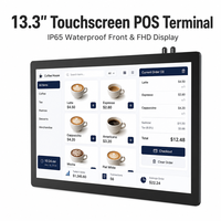 Moniteur PC tout-en-un à écran tactile de 13,3 pouces, terminal de vente au détail POS, étanche IP65, montage mural, multipoint