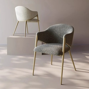 Alta qualità velluto nordico cucina orsacchiotto sala da pranzo mobili Cadeira moderno lusso bianco bouclé sedia da pranzo con <span class=keywords><strong>gambe</strong></span> d'oro - Product Image 2