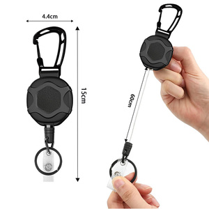 Wholesale Custom Logo Multi‑Style Heavy‑Duty Rugged Retractable Badge Reel, Carabiner Key Ring With Metal Belt <b>Clip</b> for Outdoor - Product Image 3