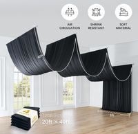 Cortinas de Techo Negras de 4 Paneles al por Mayor, sin Arrugas, con Bolsillo para Varilla, para Decoración de Bodas, Fiestas, Eventos y Escenarios