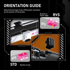 Adaptador upHere Angled <span class=keywords><strong>12VHPWR</strong></span> RVS 12 + 4 pines 180 ° PCIe 5,0 Cable para tarjeta gráfica RTX4070Ti 4080 4090 5080 - Product Image 6