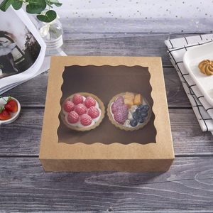 Cajas de Panaderí<span class=keywords><strong>a</strong></span> de Cartón Kraft Marrón, Cajas Grandes para <span class=keywords><strong>Tartas</strong></span> con Ventana de PVC, Caja Desechable Natural para Galletas, Chocolate, Fresas, Pasteles de Boda - Product Image 1