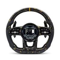 Volant en fibre de carbone forgé doré avec LED pour Mercedes BENZ W205 W176 W177 W212 W213 W221 W222 W166 W167 C43 E63 CLA45 AMG