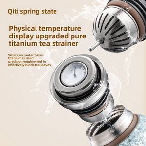 Bouteille isotherme QITI en titane pur avec poignée, garde les boissons chaudes/froides 24 heures, capacité de 800 ml, portable, idéale pour préparer du thé, pour une utilisation en extérieur et à la maison - Product Image 3