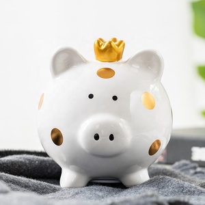 Enfant à Chérir Cochon En Céramique Tirelire Tirelire Tirelire Princesse Et Le <span class=keywords><strong>Prince</strong></span> Avec <span class=keywords><strong>Couronne</strong></span> Cadeaux de Saint Valentin - Product Image 1