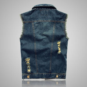 Chaqueta vaquera sin mangas para hombre, chalecos vaqueros de algodón a la moda, chaleco vaquero informal de talla grande, ropa de calle - Product Image 4