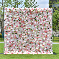 5D Witte Zijden Rozen Ritsbloemenwand 8x8 Eco-vriendelijk voor Bruiloft, Valentijnsdag & Feestdecoratie