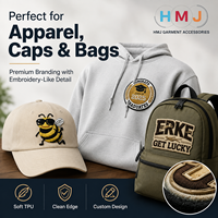 Écussons thermocollants HMJ personnalisés en TPU avec broderie factice, étiquettes logo 3D en relief doux au toucher pour vêtements de sport, sweats à capuche, chapeaux et sacs