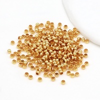 Perle de positionnement plaquée or 14K, finition aplatie en cuivre pur plaqué or véritable 18K, pour bracelet perlé fait main DIY